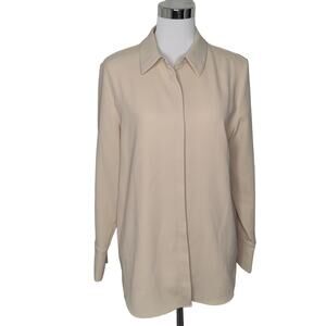 Theory blouse long sleeve hidden button up shirt Large loose tunic fit